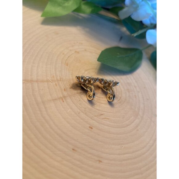 Napier Gold-Tone Snowflake Clip-On Earrings With Clear Crystal Accents - Picture 5 of 10